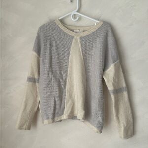 Duffy two-tone grey cream merino alpaca mohair blend cozy boxy sweater size L